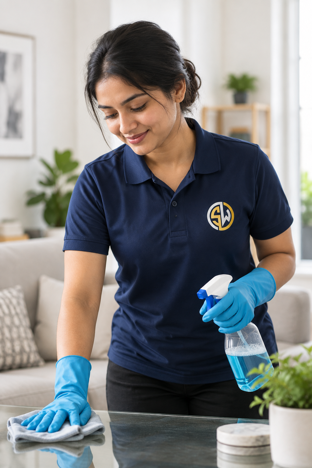 Smartwell housekeeping professional cleaning a home